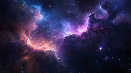 Nebula and stars in deep space. Science fiction wallpaper.