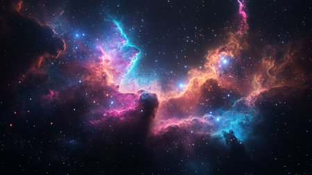 Nebula and stars in deep space, mysterious universe. 3D rendering
