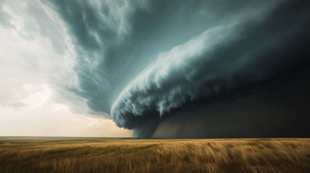 Prairie Storm Clouds ominous weather Saskatchewan Canada rural scene 3d illustration