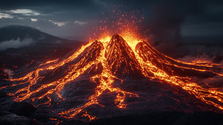 Volcanic eruption in Kamchatka, Russia. 3D rendering