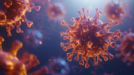 Coronavirus 2019-nCoV. SARS-CoV-2. Microscope virus close up. 3d render