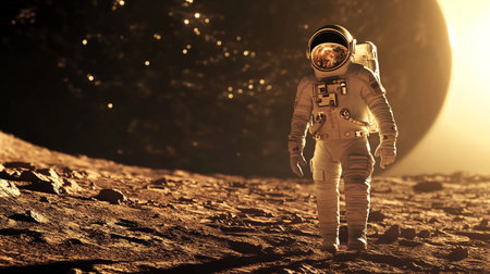 Astronaut in the moonlight. Mixed media. Mixed media