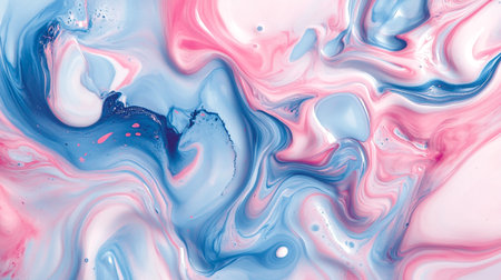 Abstract background of acrylic paint in blue, pink and white colors.