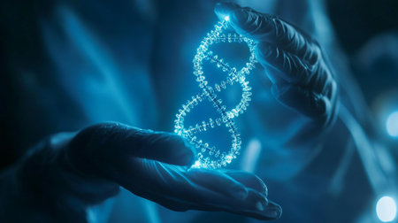 DNA molecule on blue background. Science and medicine concept. 3D Rendering