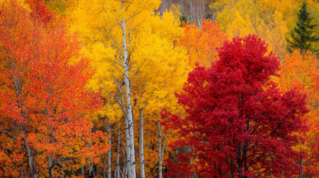 Colorful Aspen Trees in the Fall, Colorado, USA.の写真素材