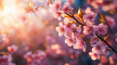 Beautiful cherry blossom sakura in spring, soft focus background