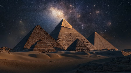 The Great Pyramids of Giza and the Milky Way in Egypt