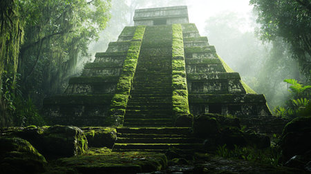 Mysterious ruins of Mayan civilization in the jungle of Guatemala