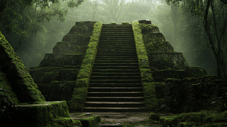 Staircase to the ruins of the Mayan city of Tikal, Guatemala