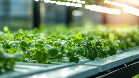 Organic hydroponic vegetable growing in hydroponic farm.