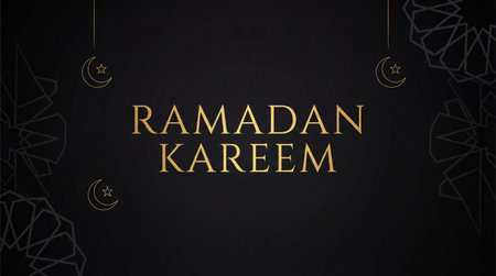 Ramadan Kareem Greeting Card with Gold Ornament. Vector Illustrationの素材