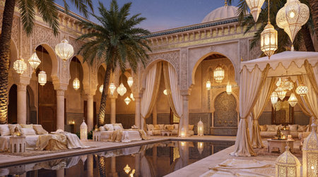 Emirates Palace interior in Dubai, United Arab Emirates. Emirates Palace is the largest palace complex in the world.の素材