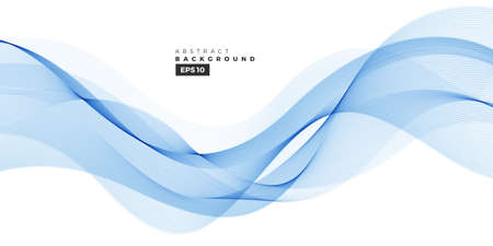 Blue line wave background for flyer, brochure, cover. Modern graphic wave, isolated elementのイラスト素材