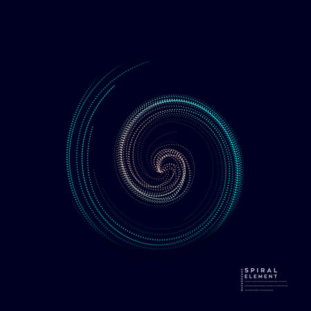Abstract particle 3d background, spiral graphic element, technology and big data vector illustration.のイラスト素材