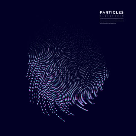 Abstract particle 3d background, wave graphic element, technology and big data vector illustration.のイラスト素材