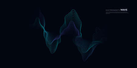 Electromagnet wave vector element with abstract colorful lines background in concept of technology,...