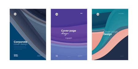 Corporate cover page design template. Abstract A4 vertical geometric illustration front page mock up...
