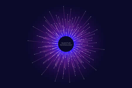 Vector explosion colorful lines element, quantum computer technology background. Big data algorithms...