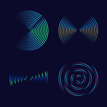 Vector sound wave. Abstract colorful digital music equalizer. Audio wave graph of frequency and spectrum vector illustration on dark background.のイラスト素材