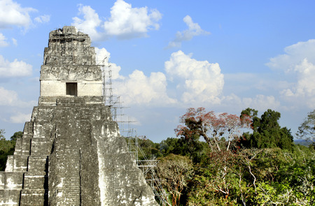 Ancient Maya temple in Tikal the archaeological site and urban center of the preColumbian Maya civilization Guatemalaのeditorial素材