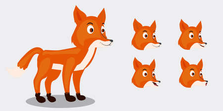 Cartoon fox characters with  different  expansionのイラスト素材