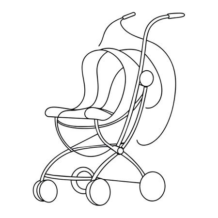 Baby stroller icon. Outline illustration of baby stroller vector icon for webのイラスト素材