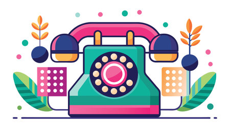 Retro telephone vector illustration. Flat design, modern colorful concept.のイラスト素材