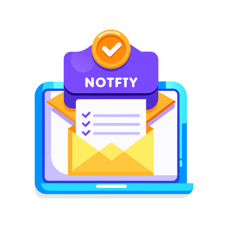 Laptop with envelope and document. Vector illustration in flat style.のイラスト素材