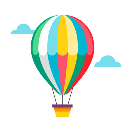 Colorful hot air balloon flying in the sky. Vector illustration.のイラスト素材