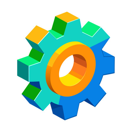 Cogwheel icon in isometric 3d style on a white backgroundのイラスト素材