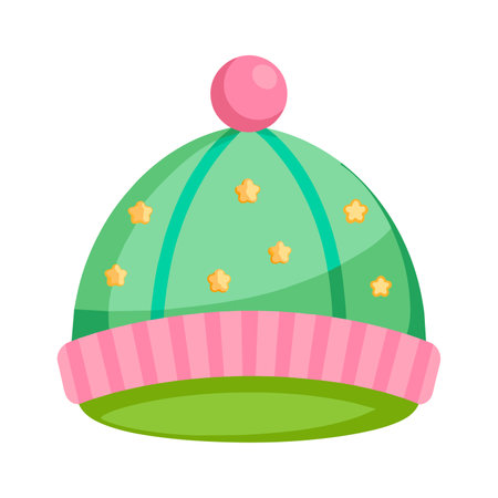 Knitted hat with pompon. Vector illustration in flat style.のイラスト素材