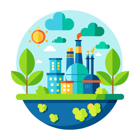 Ecology concept. Vector illustration in flat design. Environmental pollution.のイラスト素材