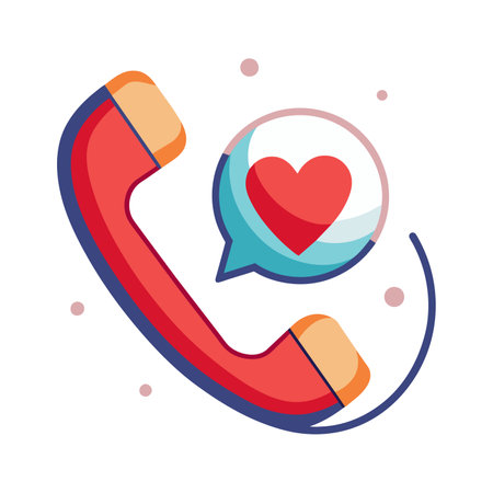 Phone with heart and speech bubble icon. Vector illustration in flat styleのイラスト素材
