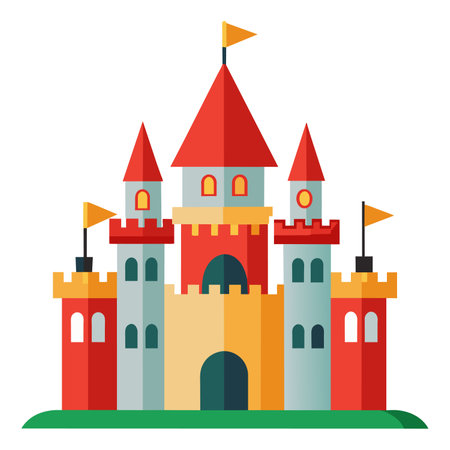 Cartoon castle icon. Flat illustration of cartoon castle icon for web designのイラスト素材