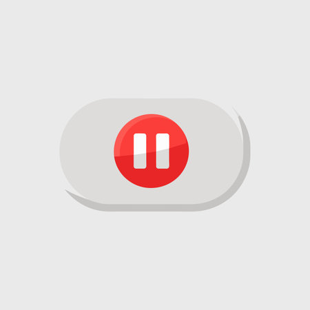 Pause button icon on gray background. Flat design. Vector illustration.