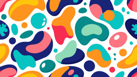Seamless pattern with colorful abstract spots on white background. Vector illustration.のイラスト素材