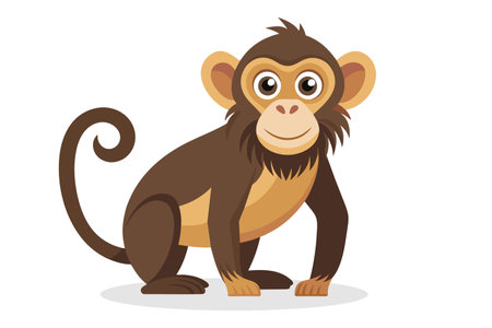 Cute monkey isolated on white background. Vector illustration in cartoon style.のイラスト素材