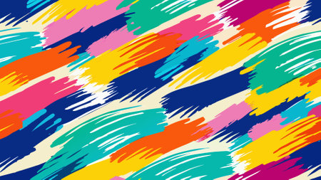 Seamless abstract hand drawn brush strokes pattern in bright colors.のイラスト素材