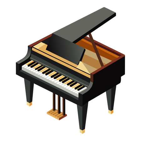 Grand piano icon. Isometric of grand piano icon for web design isolated on white backgroundのイラスト素材