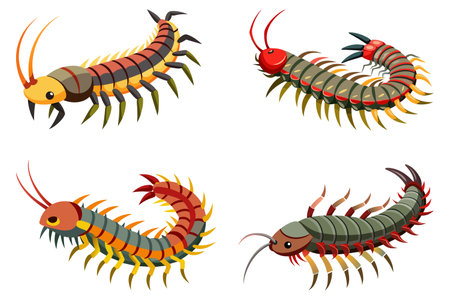 Set of centipede isolated on white background. Vector illustration.のイラスト素材