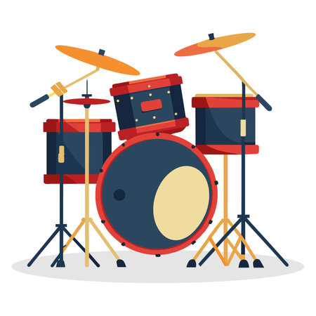 Drum set. Flat illustration of drum set vector icon for web designのイラスト素材