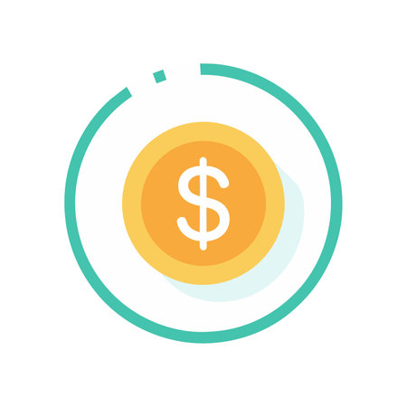Dollar coin icon in flat color style. Money vector illustration on white isolated background. Coin business concept.のイラスト素材