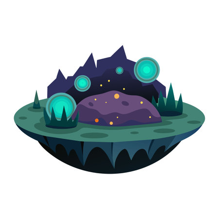 Fantasy alien planet. Cartoon illustration of fantasy alien planet vector icon for webのイラスト素材