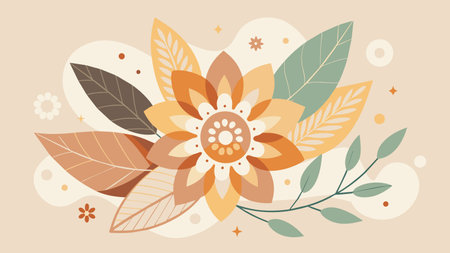 Floral background with flowers and leaves. Hand drawn vector illustration.のイラスト素材