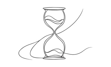 Continuous one line drawing of hourglass. Concept of time management.