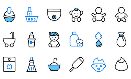 Baby icons set in thin line style for web design and mobile appsのイラスト素材