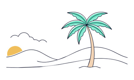 Palm tree on the beach vector illustration graphic design vector illustration graphic designのイラスト素材
