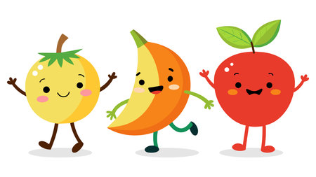 Fruit cartoon character design, vector illustration eps10 graphic.のイラスト素材