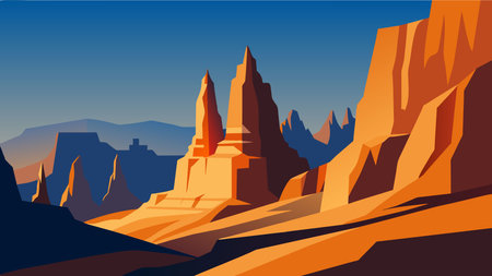 Landscape of the ancient city of Petra, Jordan. Vector illustrationのイラスト素材