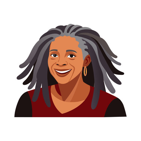 afro woman with dreadlocks cartoon icon over white background. colorful design. vector illustrationのイラスト素材